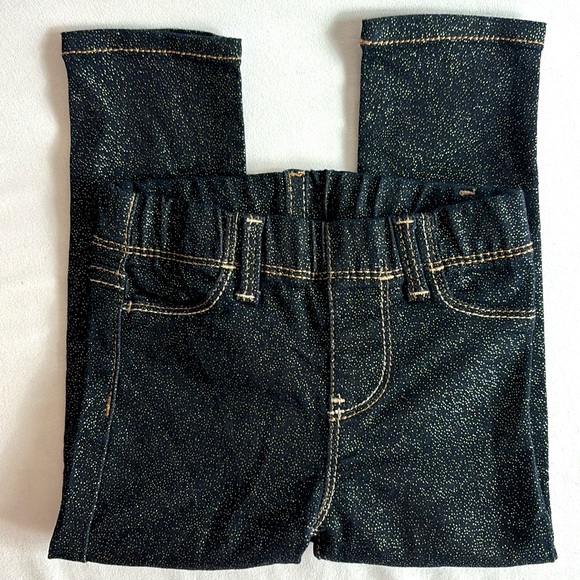 🆕Jordache Girls 2T Glitter Sparkle Dark Wash Denim Jean Style Stretch Jeggings - Picture 1 of 12